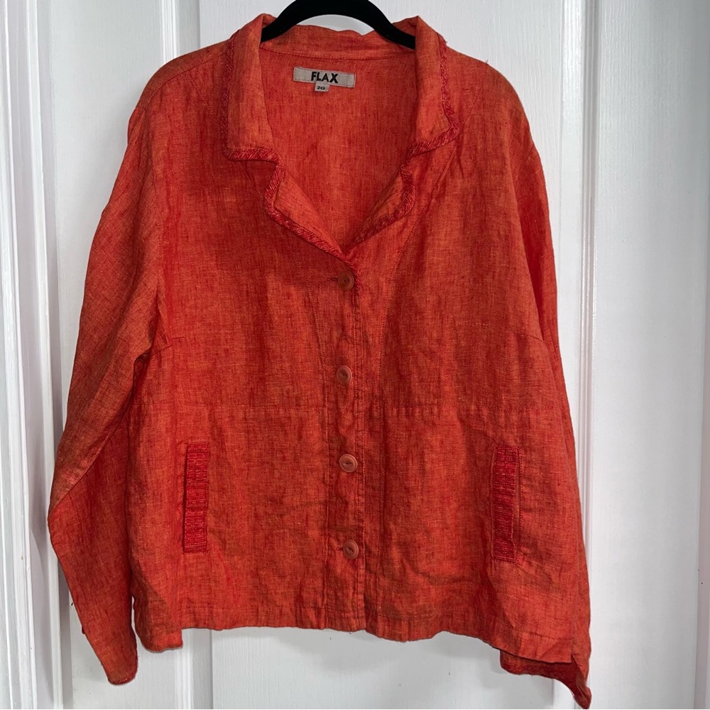 Flax Orange Casual Jacket Blazer